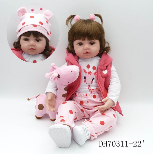 New 22 inch Silicone Vinyl Gentle Touch Sweet Reborn Toddler Baby Doll 55CM Lifelike Newborn Baby Doll Children Christmas Gift