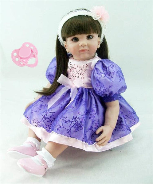 60cm Fashion Silicone Reborn Babies Doll Toys Lifelike Girl Brinquedos Birthday Gift Vinyl Toddler Baby Doll With Princess Dress