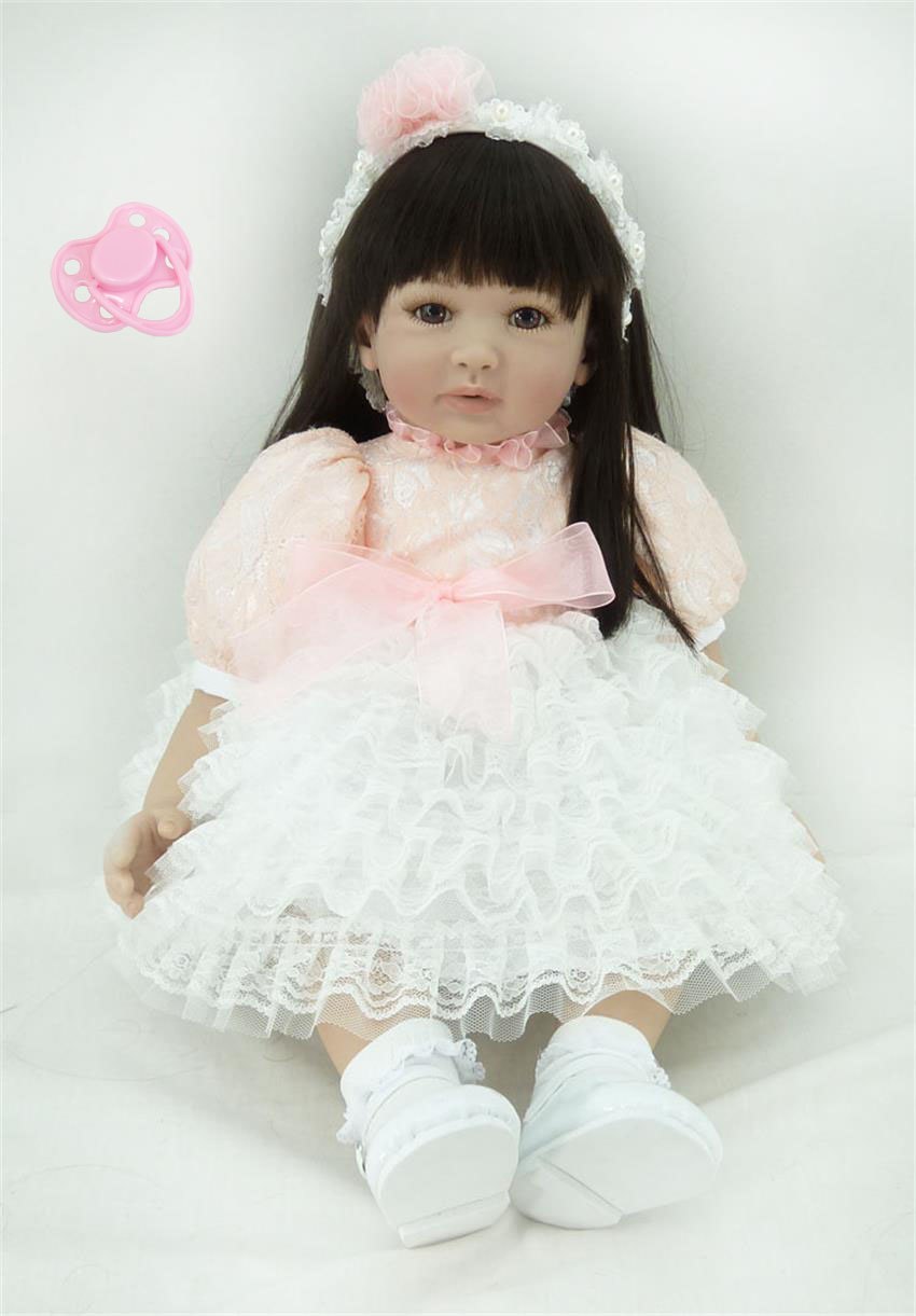 60cm Silicone Vinyl Reborn Like Real Baby Doll Toy 24inch Princess Toddler Girl Babies Doll Birthday Gift Play House Bedtime Toy