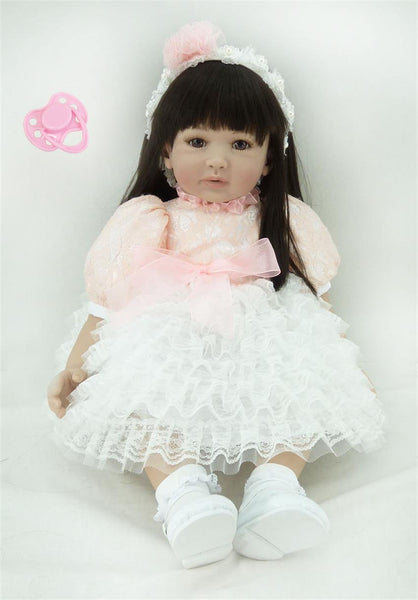 60cm Silicone Vinyl Reborn Like Real Baby Doll Toy 24inch Princess Toddler Girl Babies Doll Birthday Gift Play House Bedtime Toy