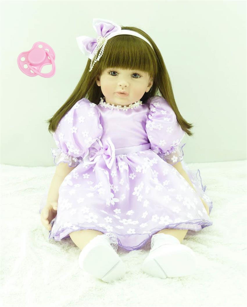 60cm Silicone Reborn Baby Doll Toy Like Real 24inch Vinyl Princess Toddler Girl Babies Doll Birthday Gift Present Bedtime Toy
