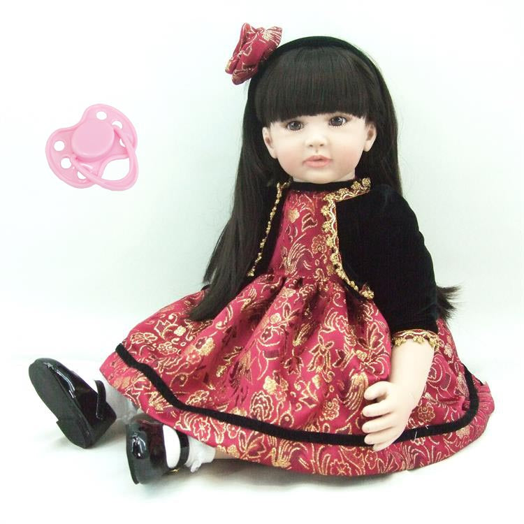 60cm Silicone Reborn Baby Doll Toys 24inch Vinyl Princess Long Hair Toddler Girl Babies Doll Fashion Birthday Gift Play House To