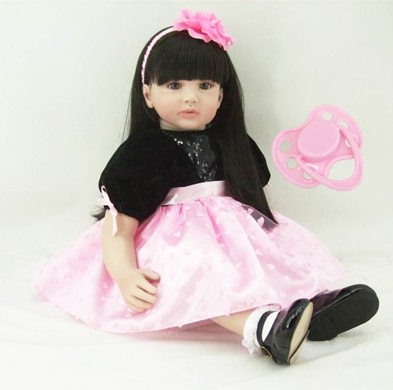 60cm Silicone Vinyl Reborn Girl Baby Doll Toys Lifelike 24inch Princess Toddler Babies Dolls Fashion Birthday Gift Bedtime Toy