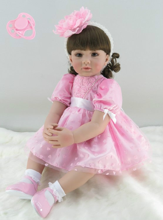 60cm Silicone Reborn Baby Doll Toys Lifelike 24inch Vinyl Pink Princess Toddler Babies Dolls Kids Birthday Gift Collectable doll
