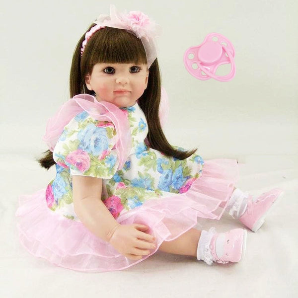 60cm Silicone Reborn Babies Doll Toy Lifelike Vinyl Princess Toddler Girl Baby Doll High Quality Birthday Gift Present Play Hous