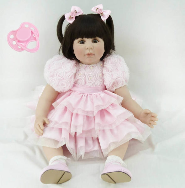 60cm Silicone Reborn Baby Like Real Doll Toy 24inch Vinyl Princess Toddler Girl Babies Doll Birthday Gift Present Toy Present